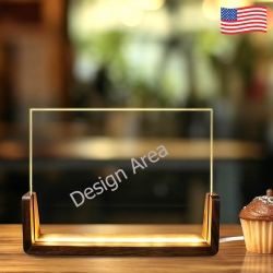 Acrylic Night Light 8"x6" (3 Color Temps Walnut Base)