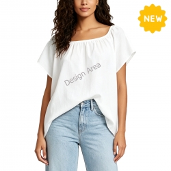 Women's Casual Crew Neck Pleated Shirt