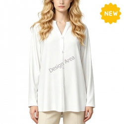 Women's V-Neck Button-Down Long Sleeve Top