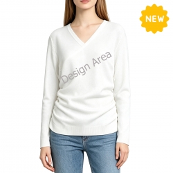 Women's V-Neck Elastic Side Top