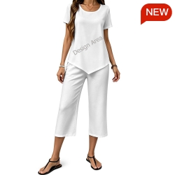 Short Sleeve Top & Cropped Wide-Leg Pants Set
