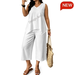 Sleeveless Top & Cropped Wide-Leg Pants Set