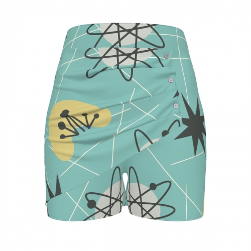 Women's High Waist Pleated Button Skort
