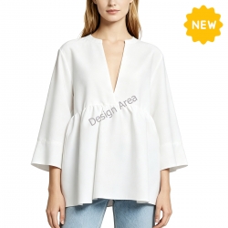 Women's Deep V-Neck Peplum Tunic Top