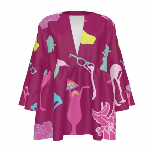Women's Deep V-Neck Peplum Tunic Top