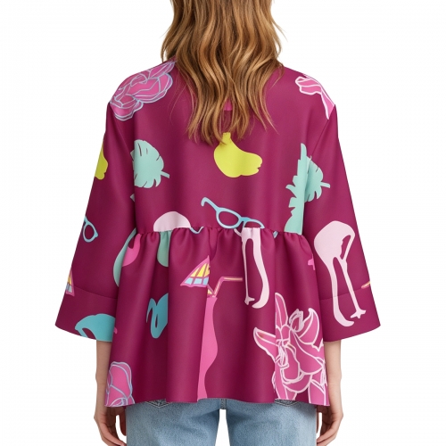 Women's Deep V-Neck Peplum Tunic Top