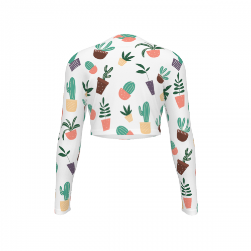Women's V-Neck Long Sleeve Sun Protection Crop Top