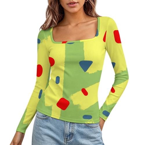 Women's Square Neck Long Sleeve Shirt