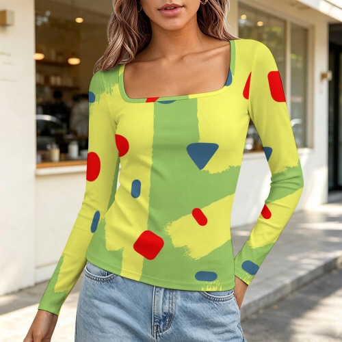 Women's Square Neck Long Sleeve Shirt