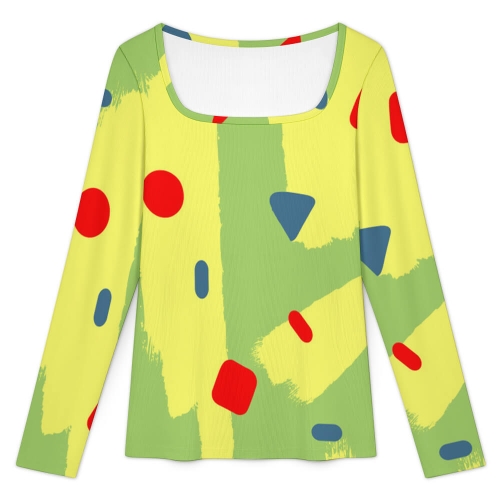 Women's Square Neck Long Sleeve Shirt