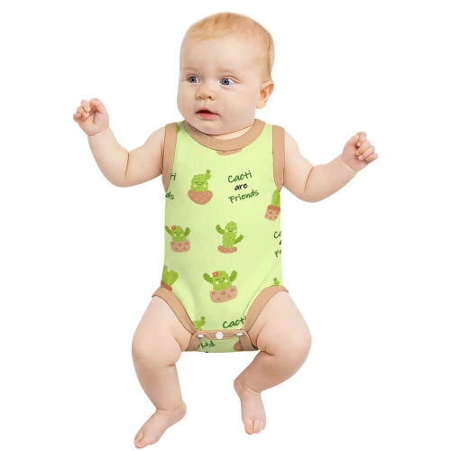 All Over Print Cotton Baby's Sleeveless Romper