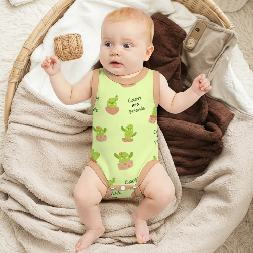All Over Print Cotton Baby's Sleeveless Romper