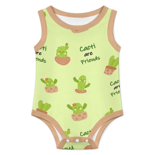All Over Print Cotton Baby's Sleeveless Romper