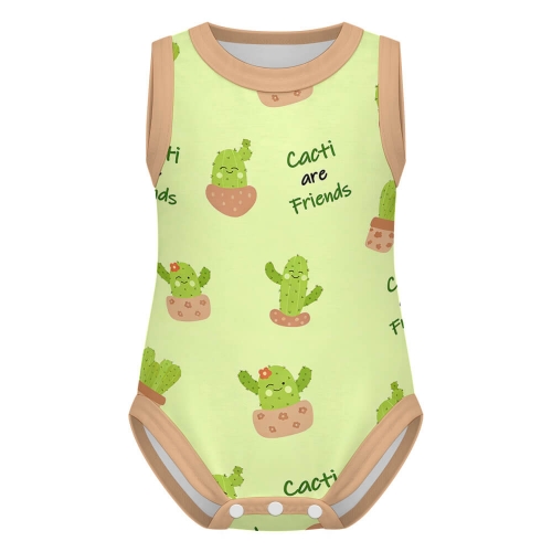 All Over Print Cotton Baby's Sleeveless Romper