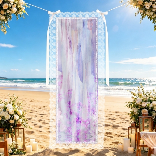 Peach Skin Tapestry with Lace Trim 20"x 63"