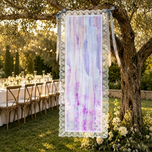 Peach Skin Tapestry with Lace Trim 20"x 63"