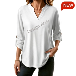 Women's V‑Neck Long‑Sleeve Casual Shirt
