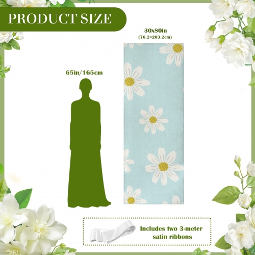 Cotton Linen Tapestry with Satin Ribbons 30x80inch