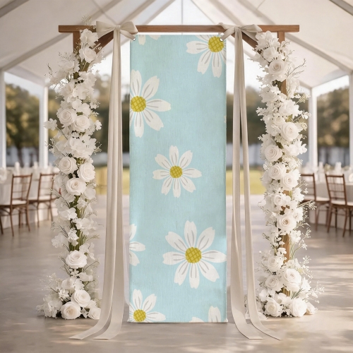 Cotton Linen Tapestry with Satin Ribbons 30x80inch