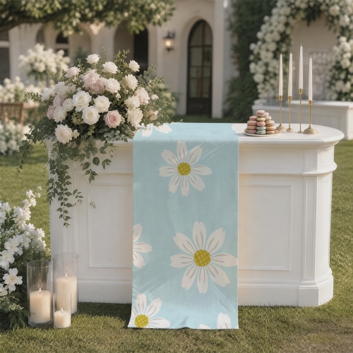 Cotton Linen Tapestry with Satin Ribbons 30x80inch