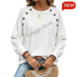 Women's Raglan Long Sleeve Sweatshirt with Buttons
