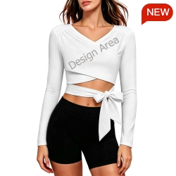 Cross-Wrap Tie Crop Long Sleeve Top
