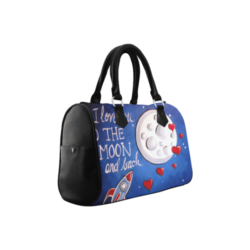 I Love You To The Moon And Back Art Illustration Boston Handbag (Model 1621)