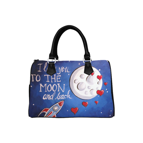 I Love You To The Moon And Back Art Illustration Boston Handbag (Model 1621)