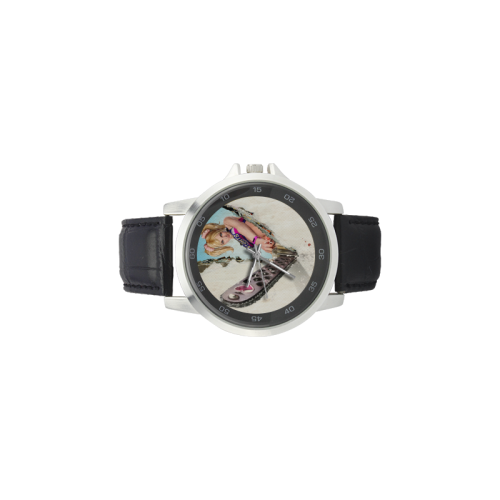 Lollipop Chainsaw Unisex Stainless Steel Leather Strap Watch(Model 202)