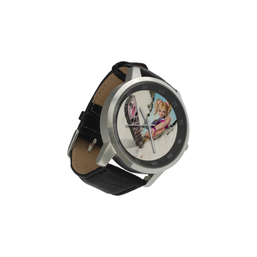 Lollipop Chainsaw Unisex Stainless Steel Leather Strap Watch(Model 202)