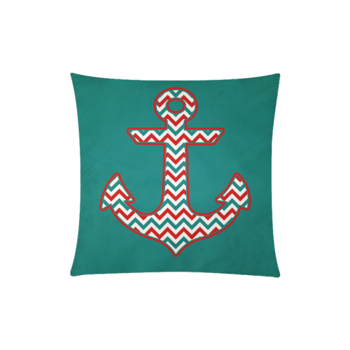 Chevron Pattern Anchor Custom Zippered Pillow Case 20"x20"(Twin Sides)