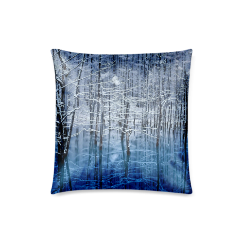 Winter Ttrees Reflected In The Lake Custom Zippered Pillow Case 18"x18"(Twin Sides)