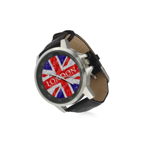 Union Jack Flag Unisex Stainless Steel Leather Strap Watch(Model 202)