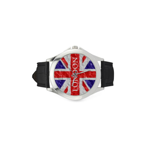 Union Jack Flag Women's Classic Leather Strap Watch(Model 203)