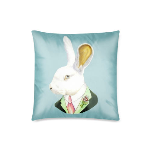 Funny And Cute Rabbit Dressed Up Custom Zippered Pillow Case 18"x18"(Twin Sides)