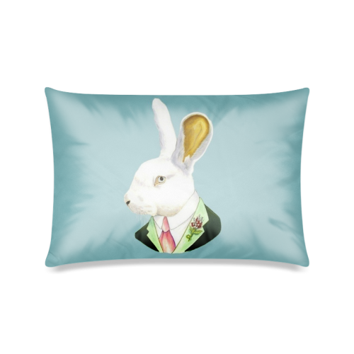 Funny And Cute Rabbit Dressed Up Custom Zippered Pillow Case 16"x24"(Twin Sides)