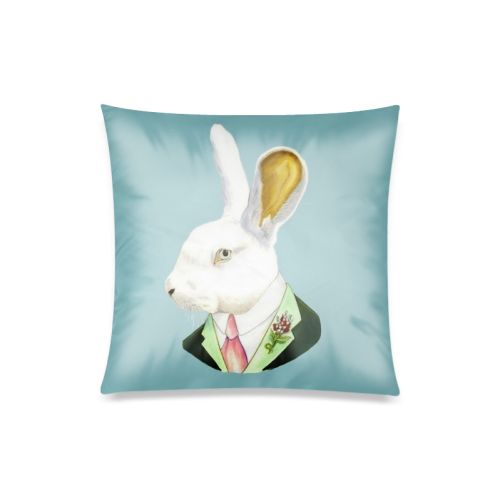 Funny And Cute Rabbit Dressed Up Custom Zippered Pillow Case 20"x20"(Twin Sides)