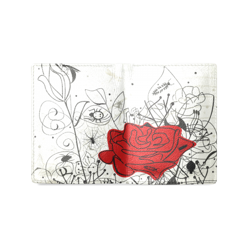 Custom Insects And Beautiful Flowers Men's Leather Wallet (Model 1612)