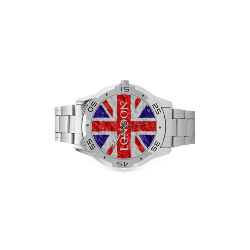 Union Jack Flag Men's Stainless Steel Analog Watch(Model 108)