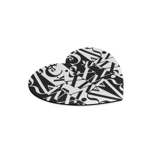 White On Black Wonderful Design Heart-shaped Mousepad