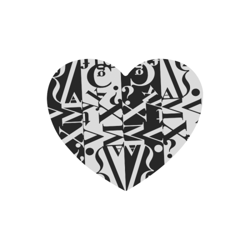 White On Black Wonderful Design Heart-shaped Mousepad