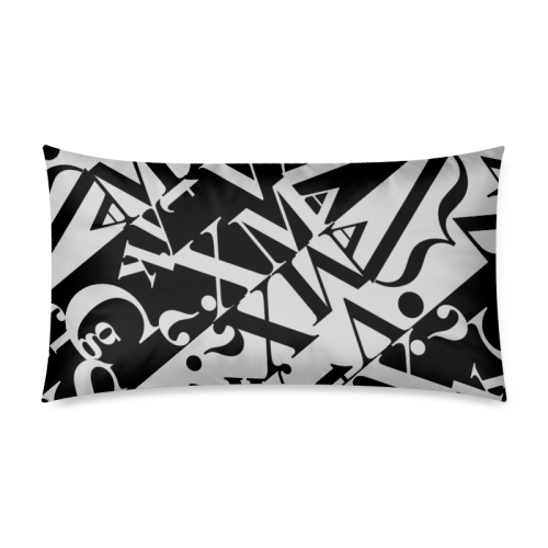White On Black Wonderful Design Rectangle Pillow Case 20"x36"(Twin Sides)