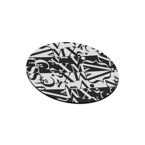 White On Black Wonderful Design Round Mousepad