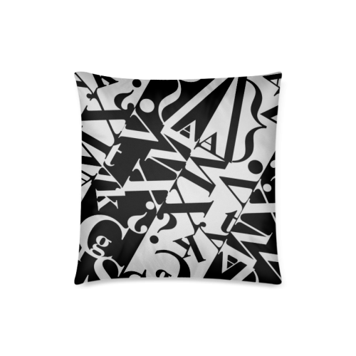 White On Black Wonderful Design Custom Zippered Pillow Case 18"x18"(Twin Sides)