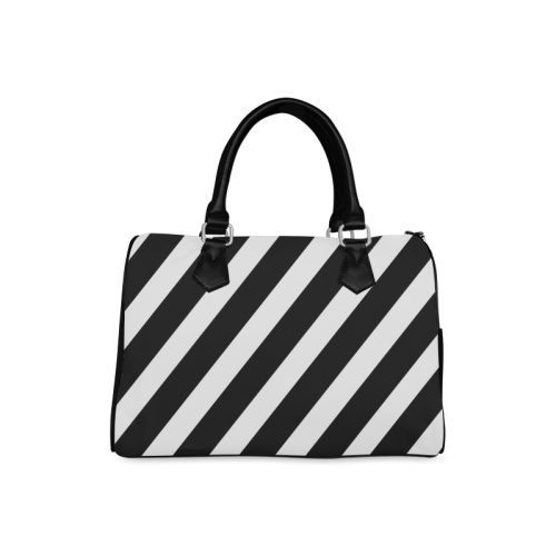 Black And White Stripes Cool Design Boston Handbag (Model 1621)