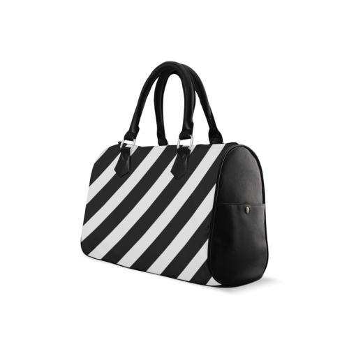 Black And White Stripes Cool Design Boston Handbag (Model 1621)