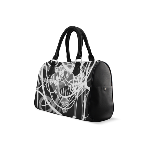 Bright black and white Boston Handbag (Model 1621)