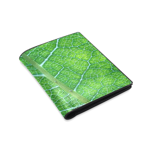 Landscape Pattern Pictures Of Green Leaf Men's Leather Wallet (Model 1612)