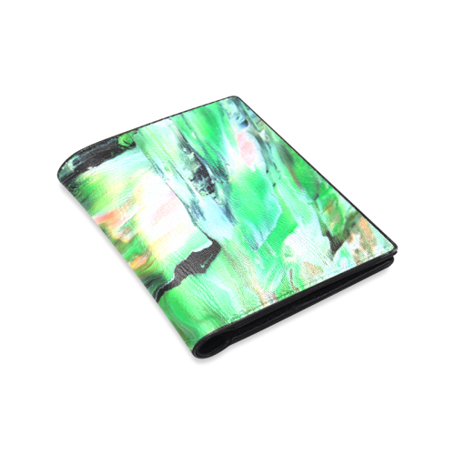 Green Modern Art Paintings Men's Leather Wallet (Model 1612)