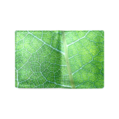 Landscape Pattern Pictures Of Green Leaf Men's Leather Wallet (Model 1612)